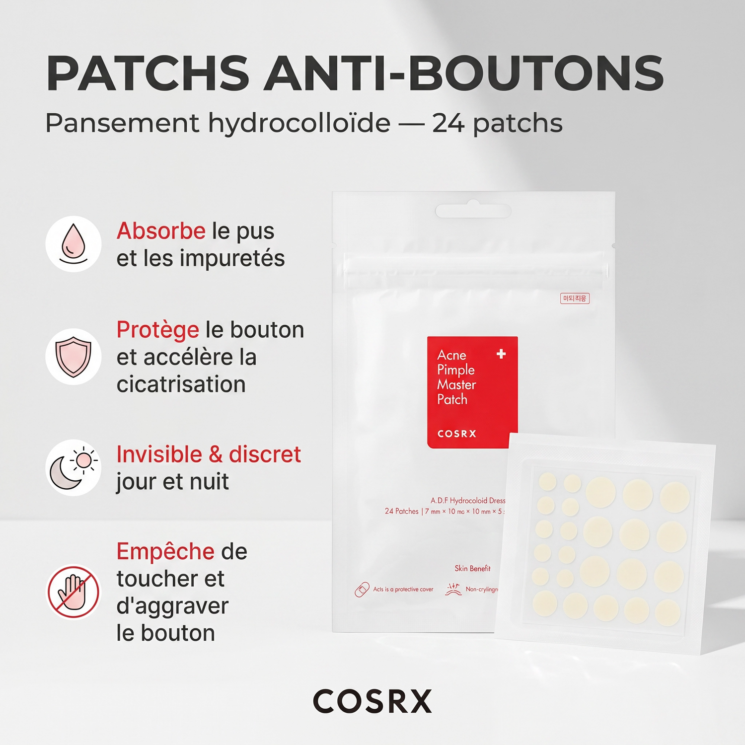Acne & Pimple Patches /COSRX - Acne Pimple Master Patch 24 Pieces, 3 Sizes