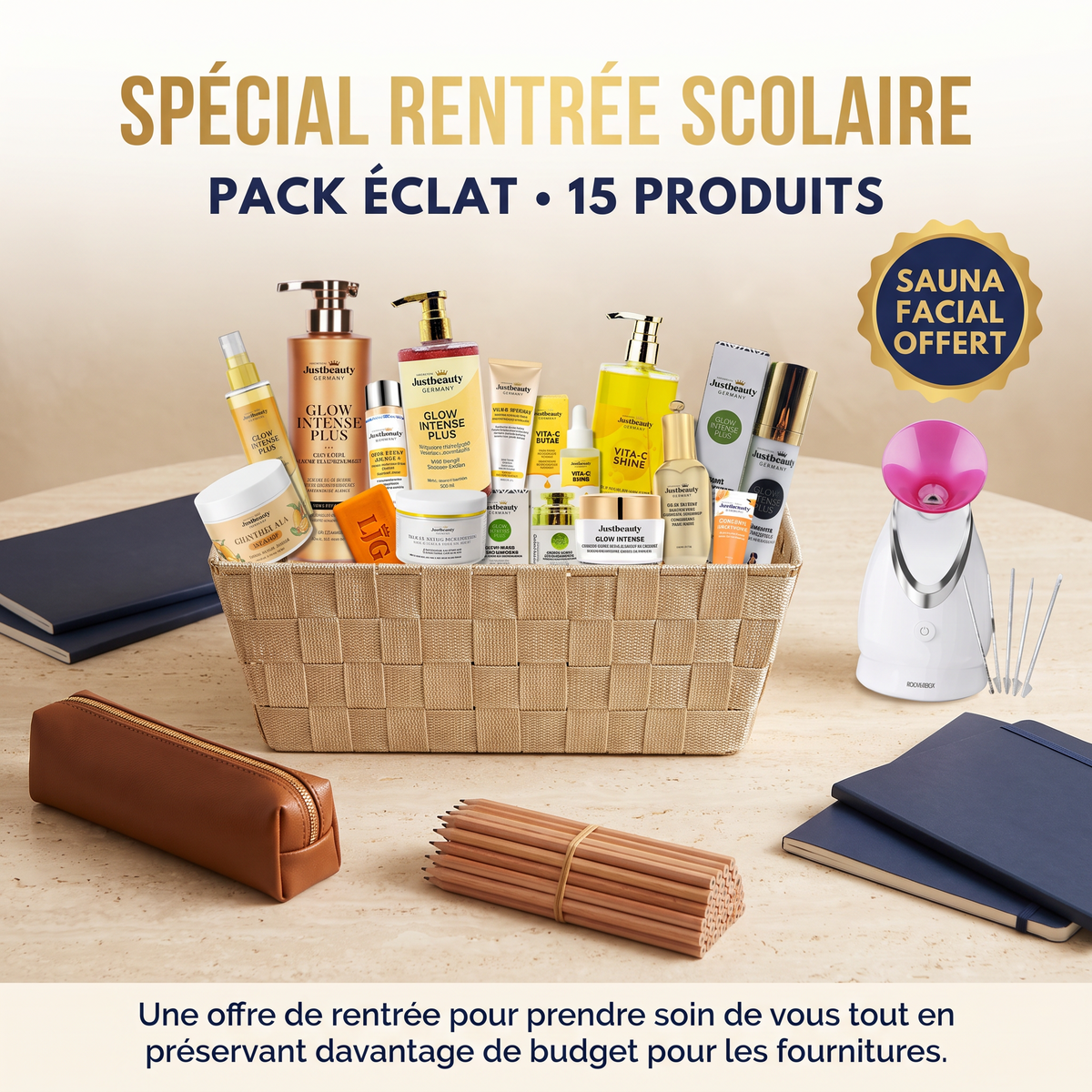 PACK GLOW INTENSE PREMIUM VIP + SAUNA FACIAL OFFERT 15PCS