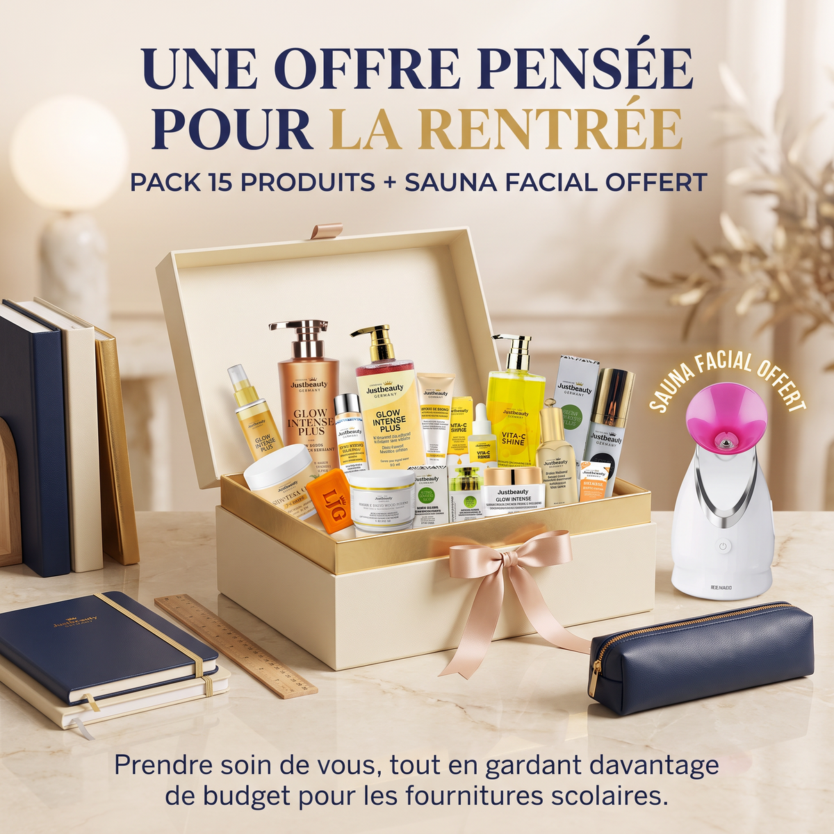 PACK GLOW INTENSE PREMIUM VIP + SAUNA FACIAL OFFERT 15PCS