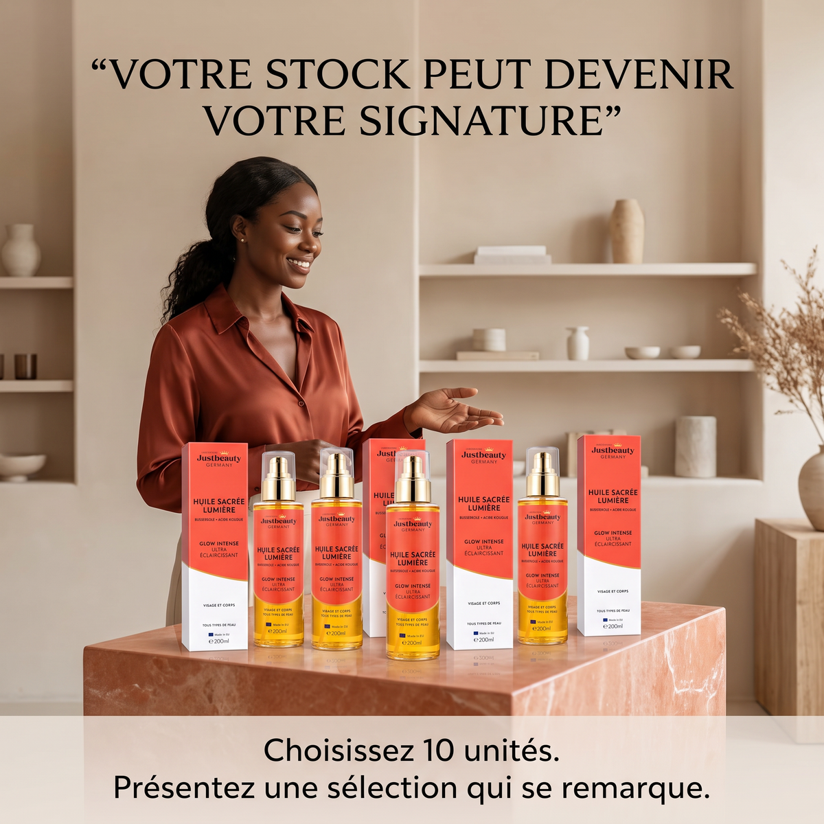 Pack Lancement Revendeur HUILE SACRÉE LUMIÈRE 200ml – 10 Huiles