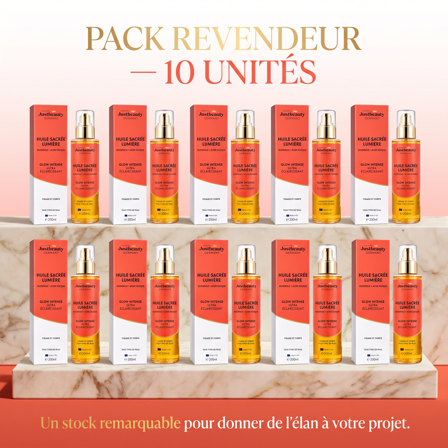 Pack Lancement Revendeur HUILE SACRÉE LUMIÈRE 200ml – 10 Huiles