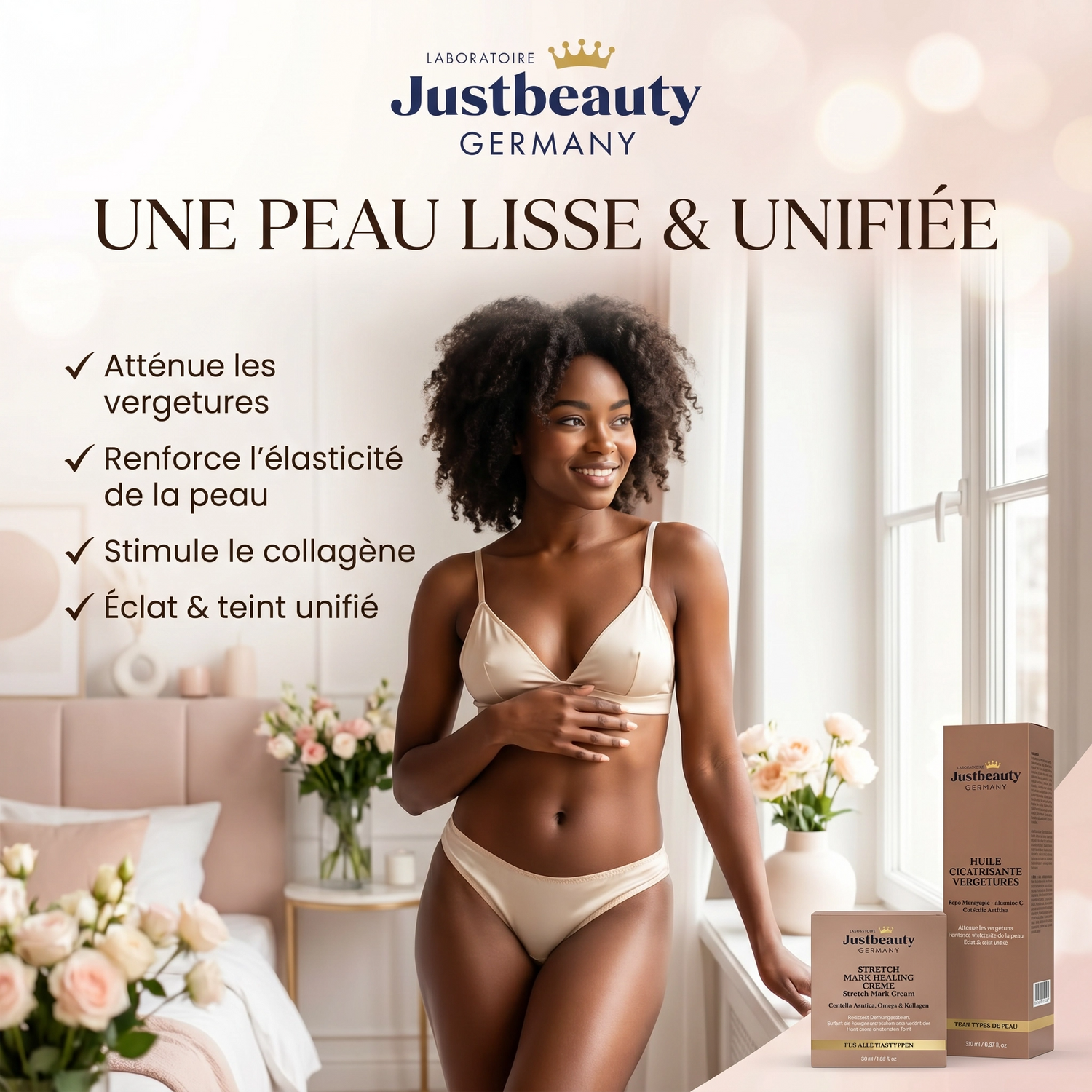 Duo Expert Anti-Vergetures – Vergetures visibles, peau relâchée & perte d’élasticité | Crème Réparatrice + Huile Cicatrisante