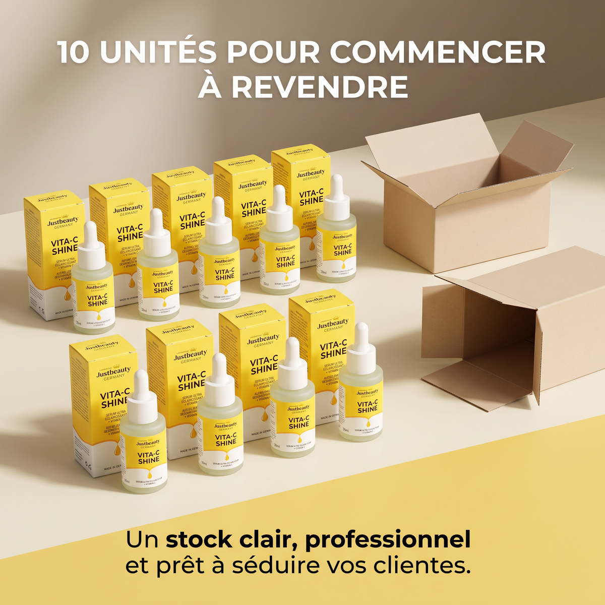 Pack Revendeur VITA-C SHINE – 10 Sérums Visage Éclat à la Vitamine C de 30 ml